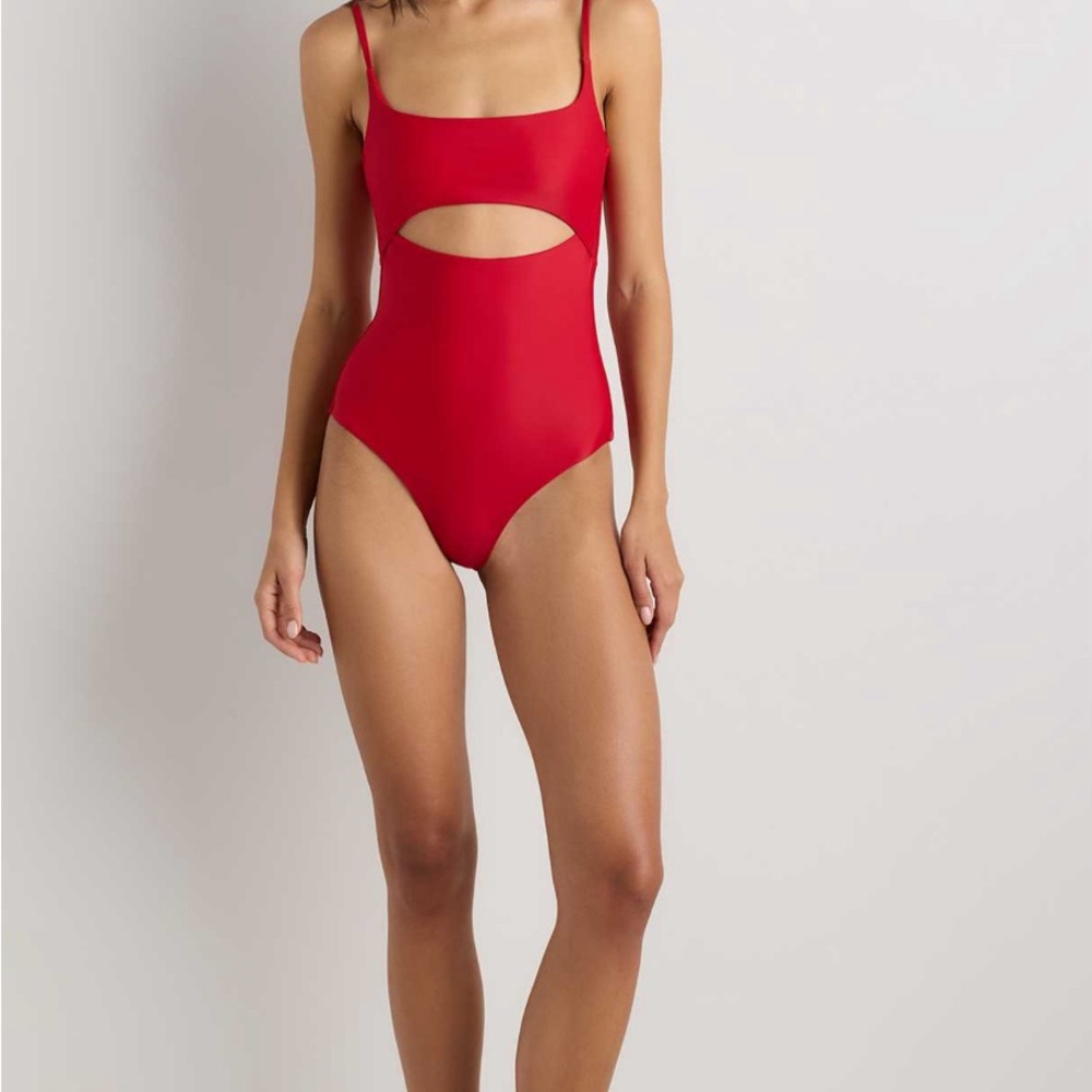 Quince Italian Cut-Out One Piece Swimsuit Women Size M NWT